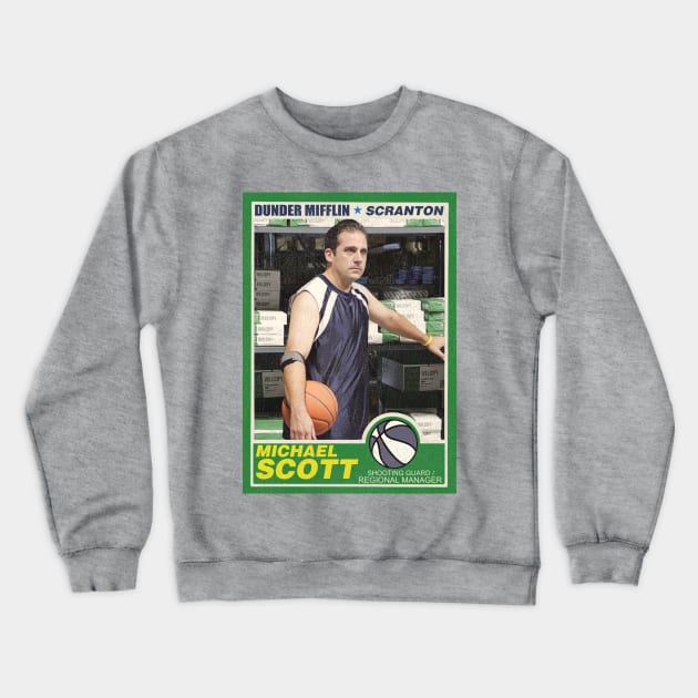 Michael Scott Basketball Trading Card Crewneck Sweatshirt by darklordpug